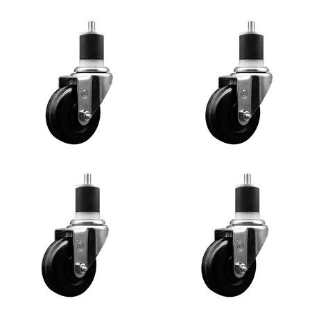 Service Caster 3.5'' SS Phenolic Wheel Swivel 1-7/8'' Expanding Stem Caster Set, 4PK SCC-SSEX20S3514-PHS-178-4